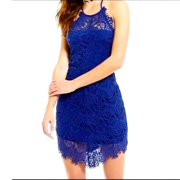 FREE PEOPLE Intimately Blue Lace She's Got It Slip Mini Dress - XSmall - Picture 1 of 4